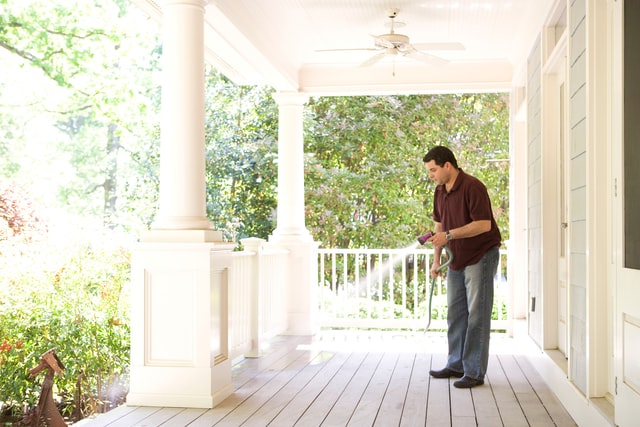 cdc-RzrHjcahxgY-unsplash guy spraying deck with water. needs pest control instead.
